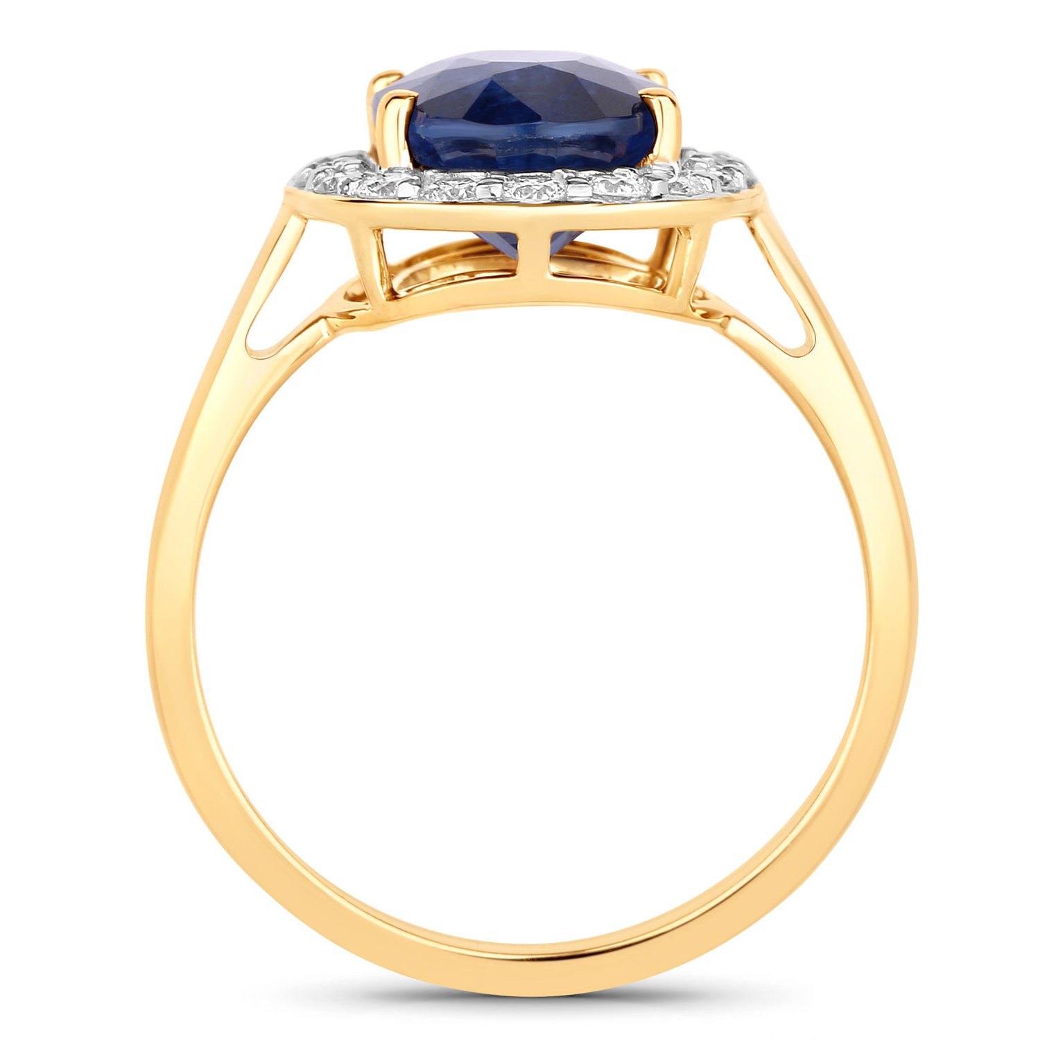 Blue Sapphire Ring With Diamonds 4.48 Carats 18K Yellow Gold