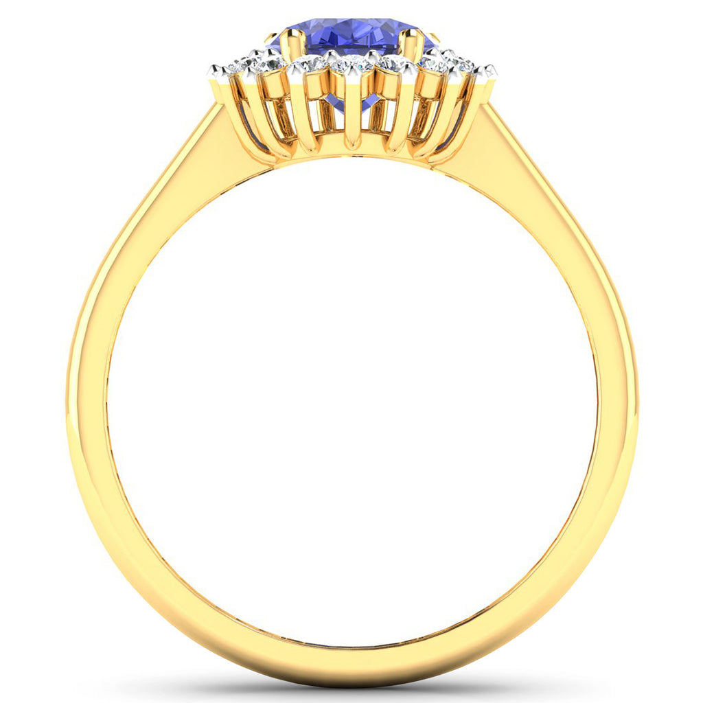 Tanzanite Ring With Diamonds 1.88 Carats 14K Yellow Gold