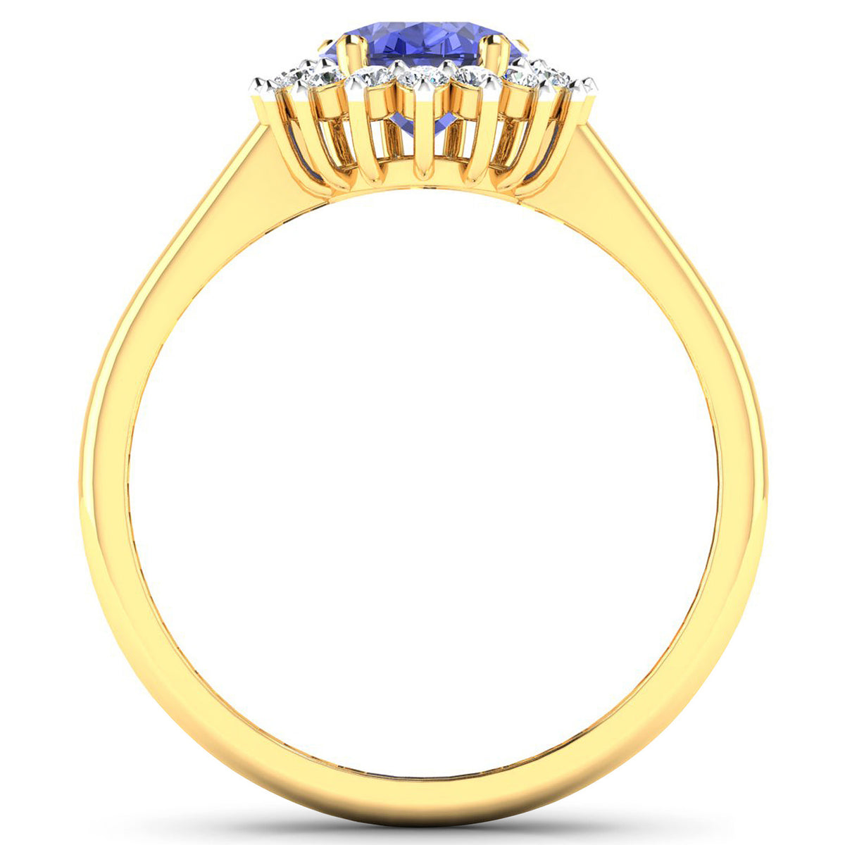 Tanzanite Ring With Diamonds 1.88 Carats 14K Yellow Gold