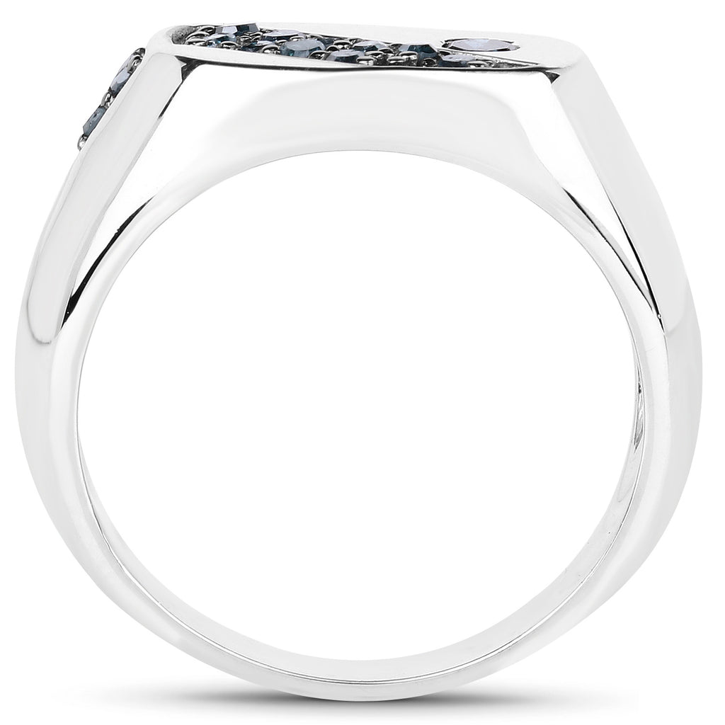 Blue Diamond Ring 0.28 Carats Sterling Silver
