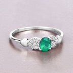 Zambian Emerald Ring With Diamonds 0.32 Carats 14K White Gold