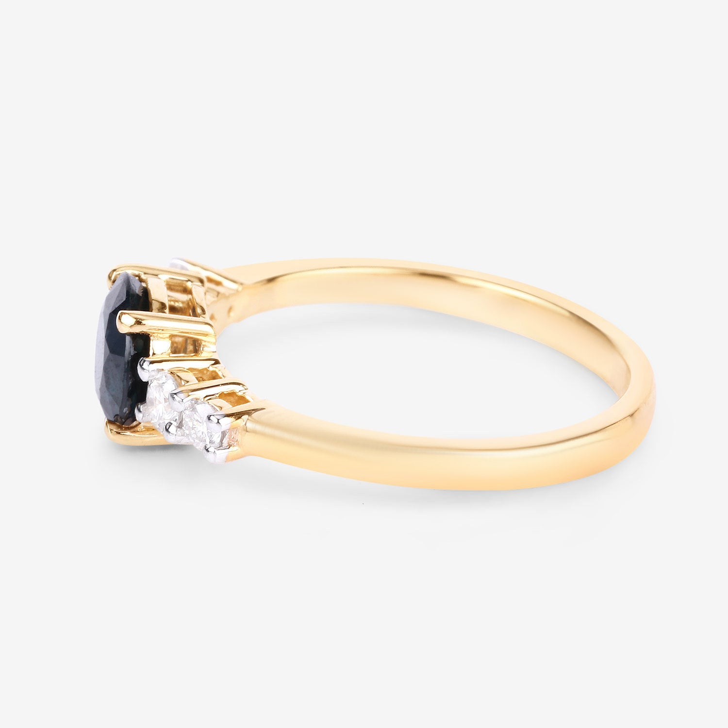 Blue Sapphire Ring With Diamonds 1.32 Carats 14K Yellow Gold