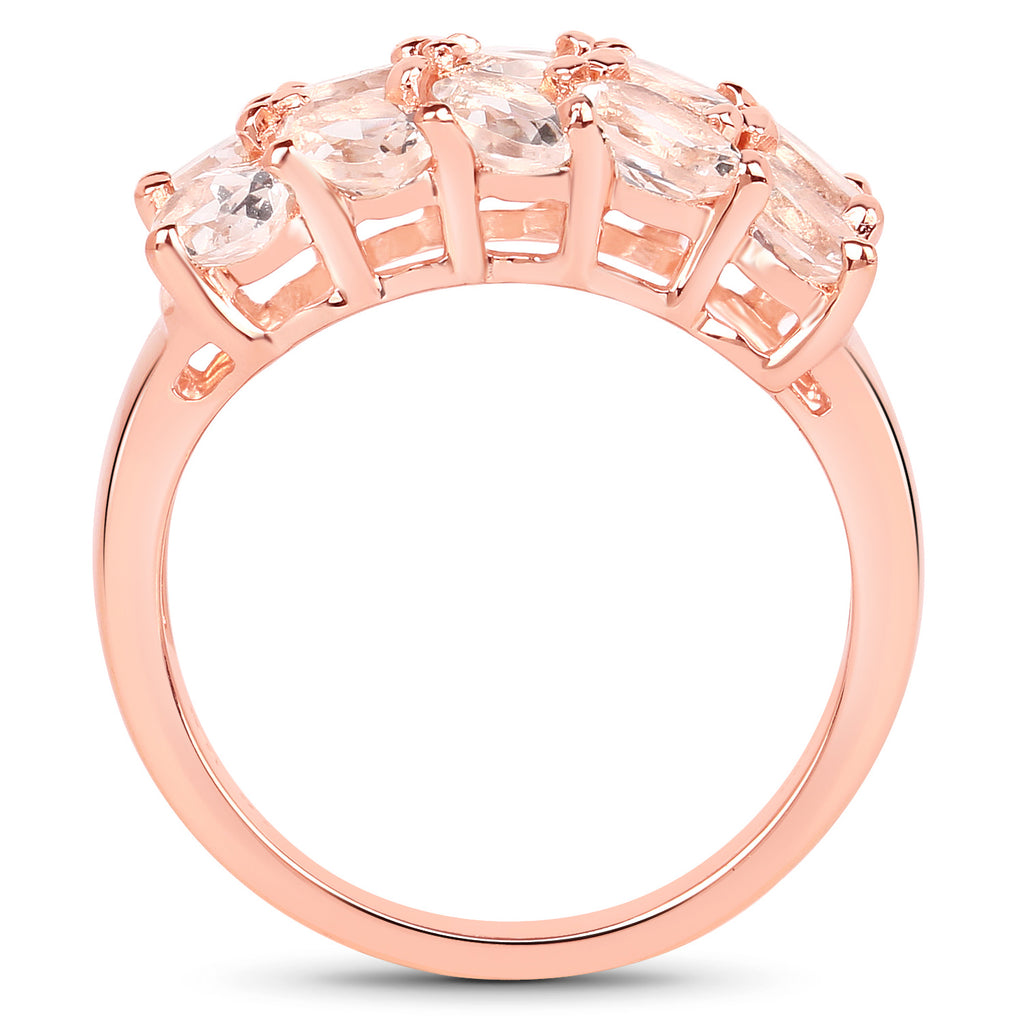 Morganite Ring 3.28 Carats Gold Plated Silver