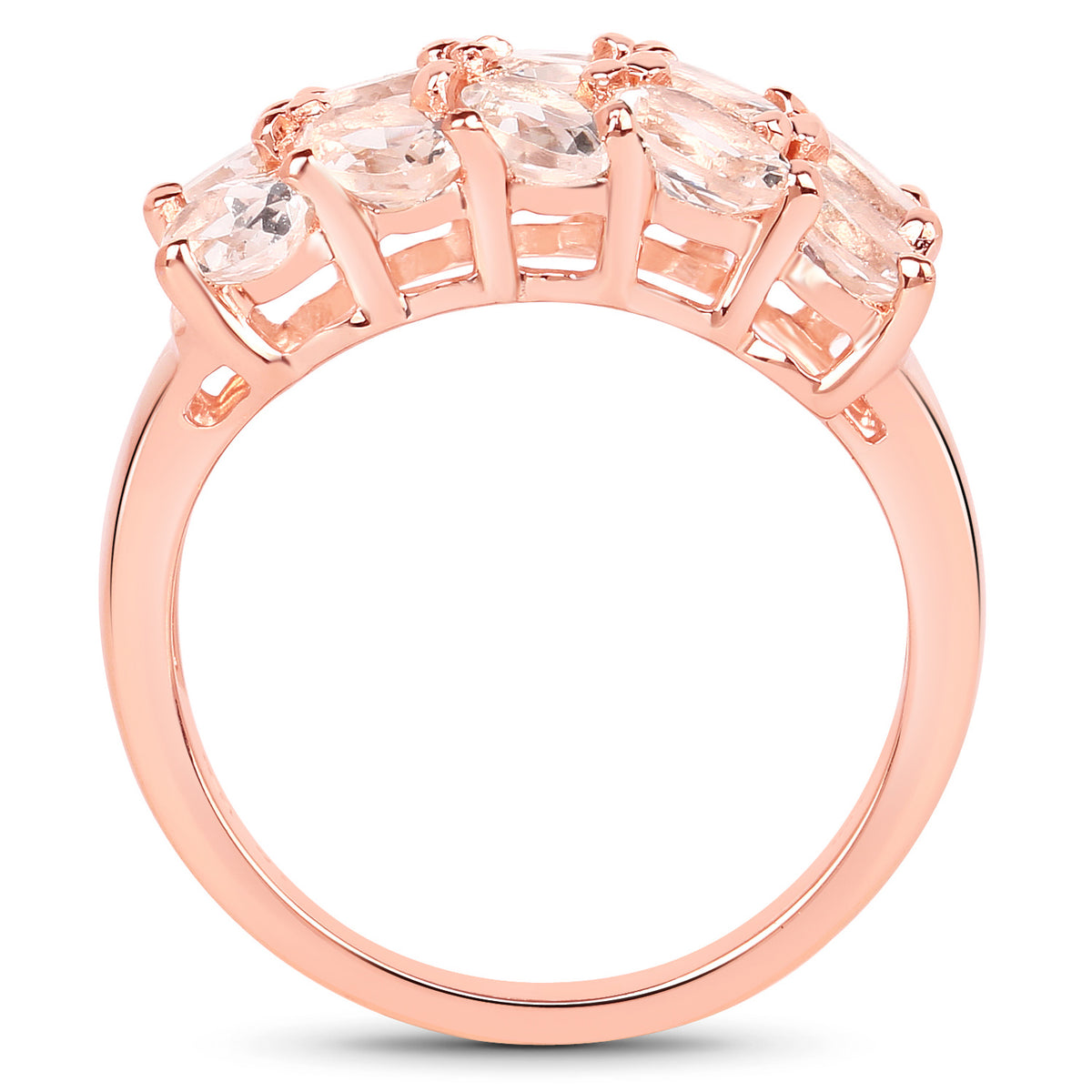 Morganite Ring 3.28 Carats Gold Plated Silver
