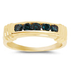 Blue Diamond Ring 0.48 Carats Gold Plated Silver