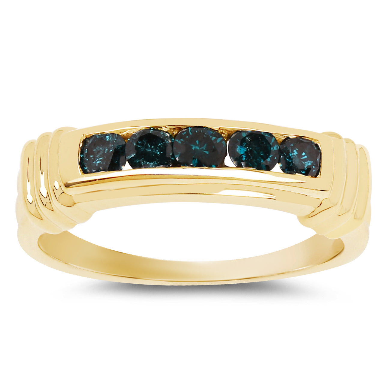 Blue Diamond Ring 0.48 Carats Gold Plated Silver
