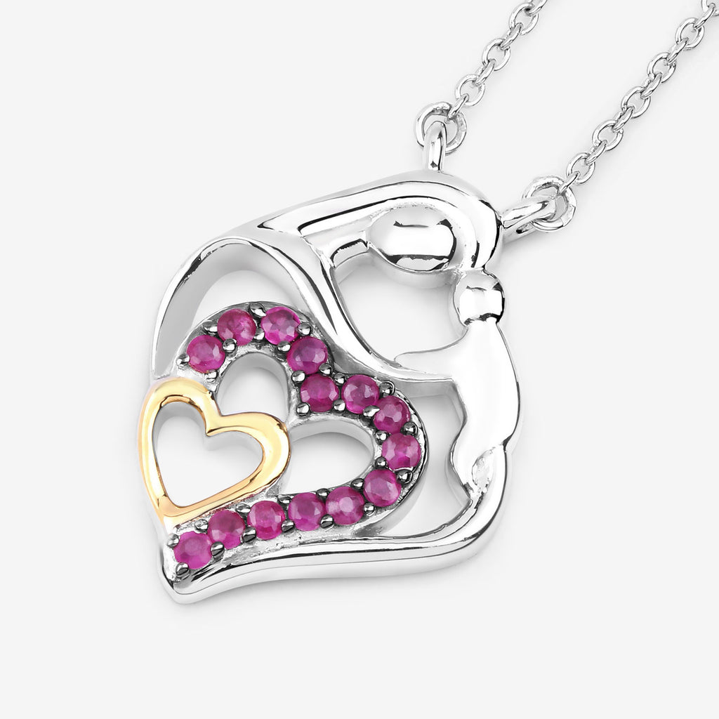 Ruby Mom Pendant 0.26 Carats Sterling Silver