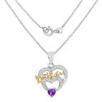 Amethyst Heart Pendant With White Topaz 0.41 Carats Gold Plated Silver