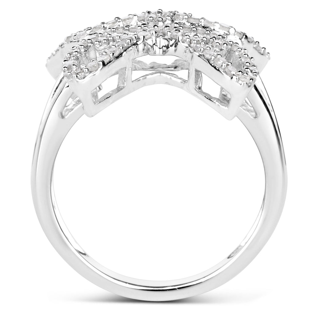 Diamond Butterfly Ring 0.56 Carats Sterling Silver
