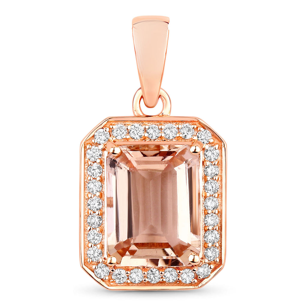 Morganite Pendant With Diamonds 1.94 Carats 14K Rose Gold