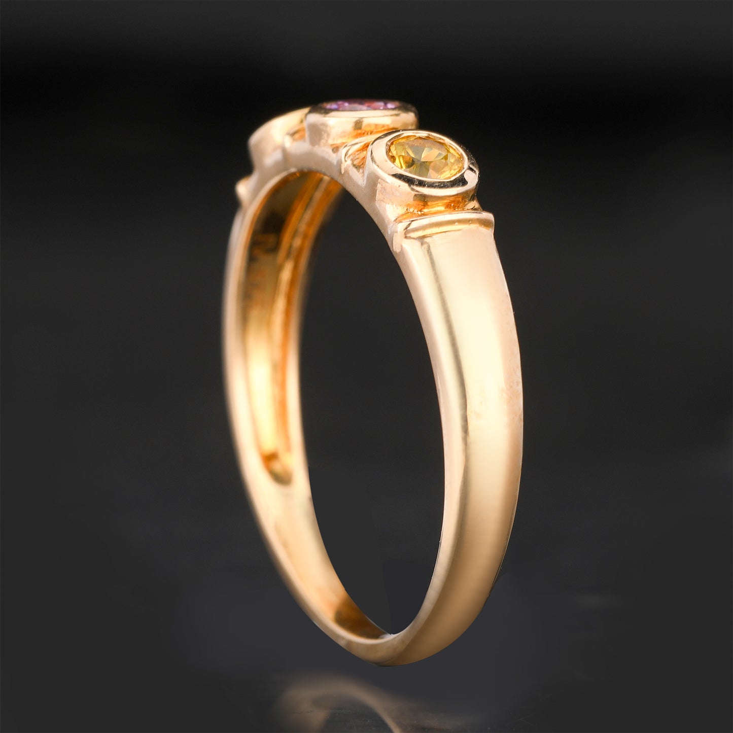 Natural Mixed Color Sapphire Ring 0.35 Carats 9K Yellow Gold