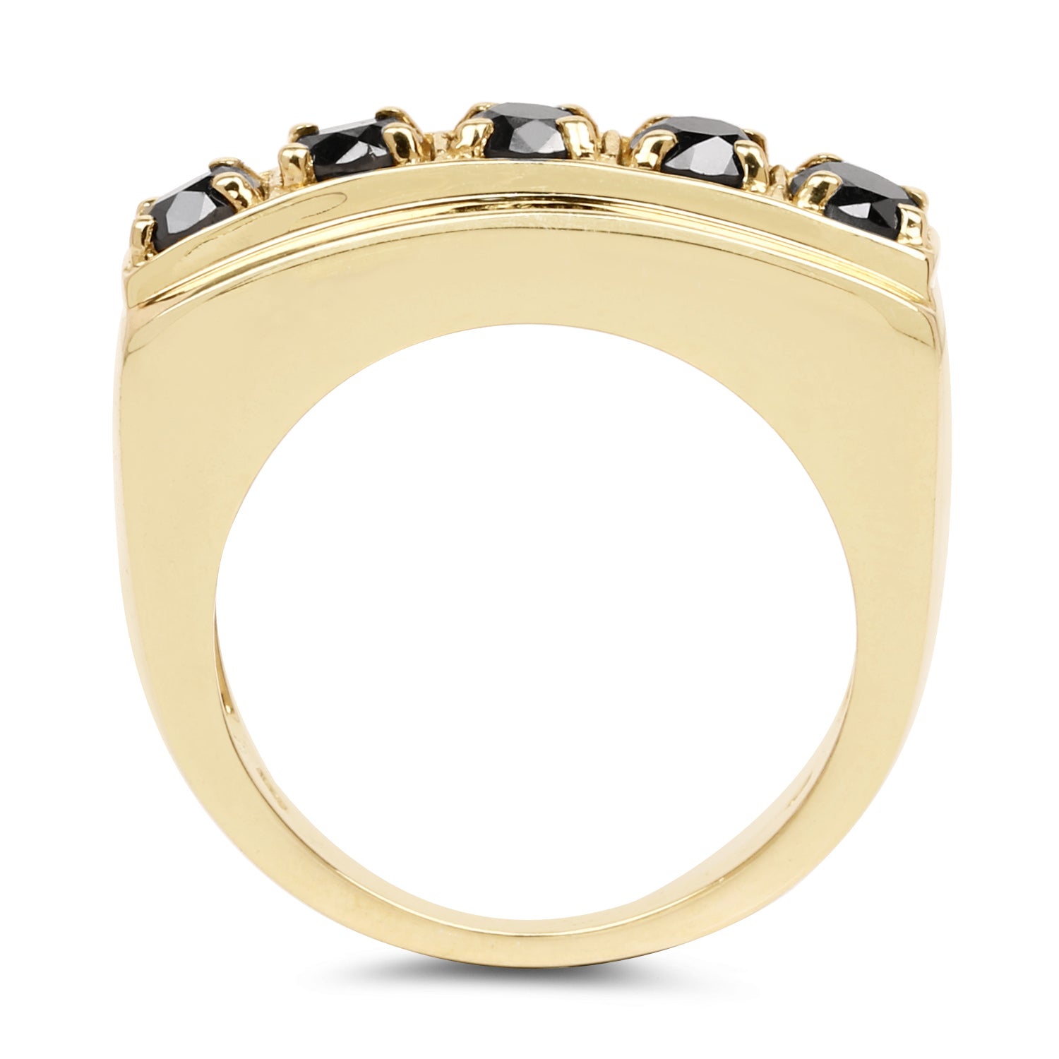 Black Diamond Ring 1.24 Carats Gold Plated Silver