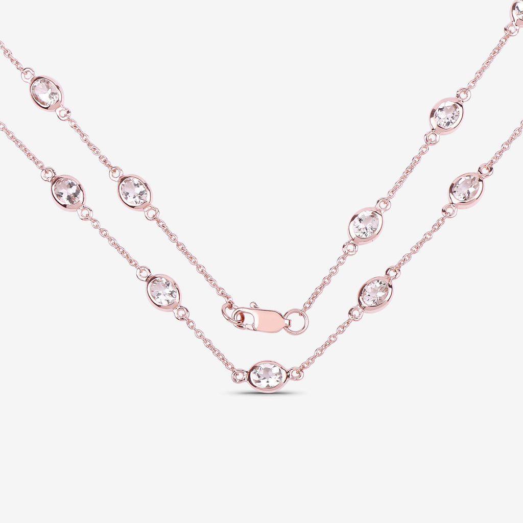Morganite Necklace 4.84 Carats Gold Plated Silver
