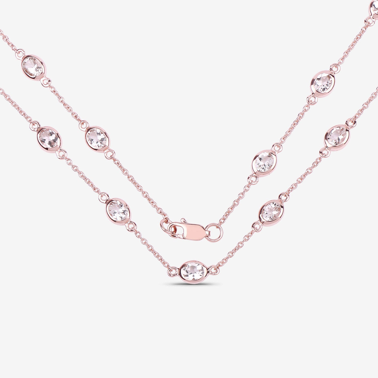 Morganite Necklace 4.84 Carats Gold Plated Silver