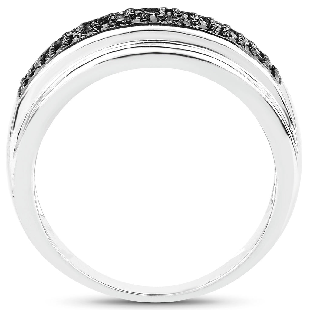 Black Diamond Ring 0.28 Carats Sterling Silver