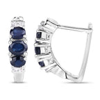 Blue Sapphire Earrings With White Topaz 1.6 Carats Sterling Silver