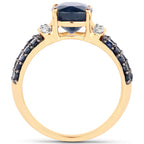 Blue Sapphire Ring With Diamonds 2.86 Carats 14K Yellow Gold
