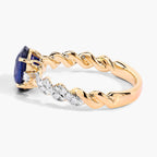 Blue Sapphire Ring With Diamonds 2.1 Carats 18K Yellow Gold