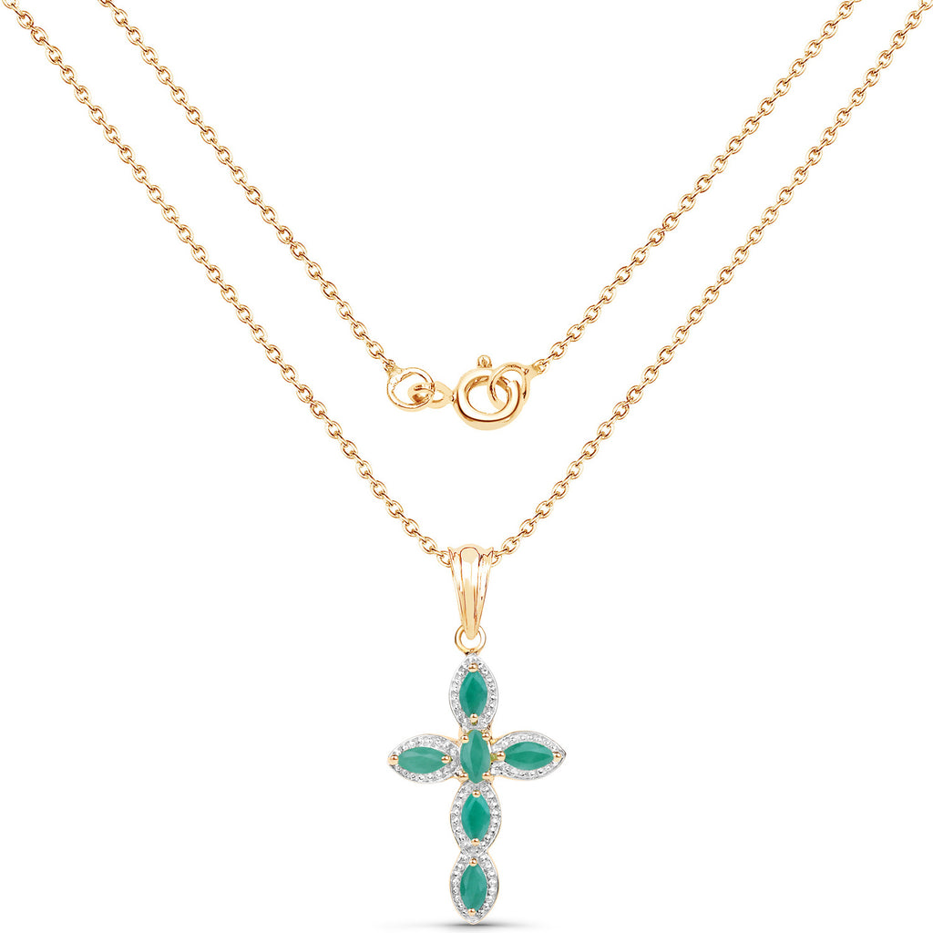 Emerald Pendant 0.82 Carats Gold Plated Silver