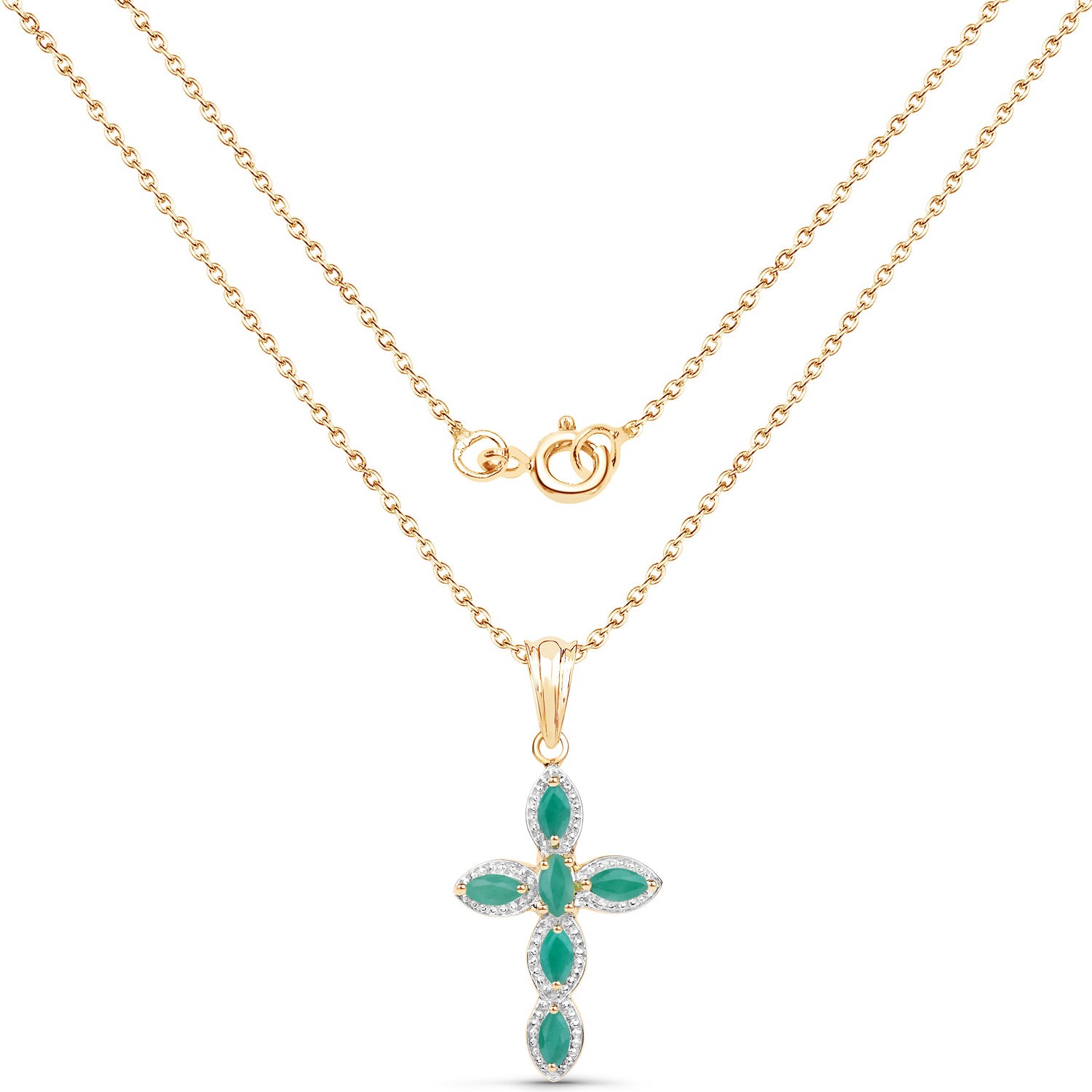 Emerald Pendant 0.82 Carats Gold Plated Silver