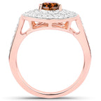 Natural Chocolate Brown Diamond Ring 1.62 Carats Total 18K Rose Gold