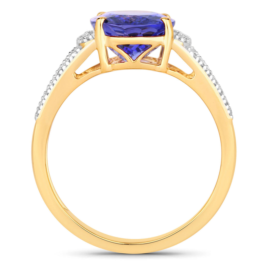 Tanzanite Ring With Diamonds 3.46 Carats 14K Yellow Gold