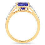 Tanzanite Ring With Diamonds 3.46 Carats 14K Yellow Gold