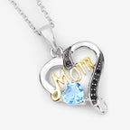 Swiss Blue Topaz Mom Pendant With Black Spinel 0.54 Carats Gold Plated Silver