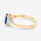 Blue Sapphire Ring With Diamonds 1.7 Carats 14K Yellow Gold