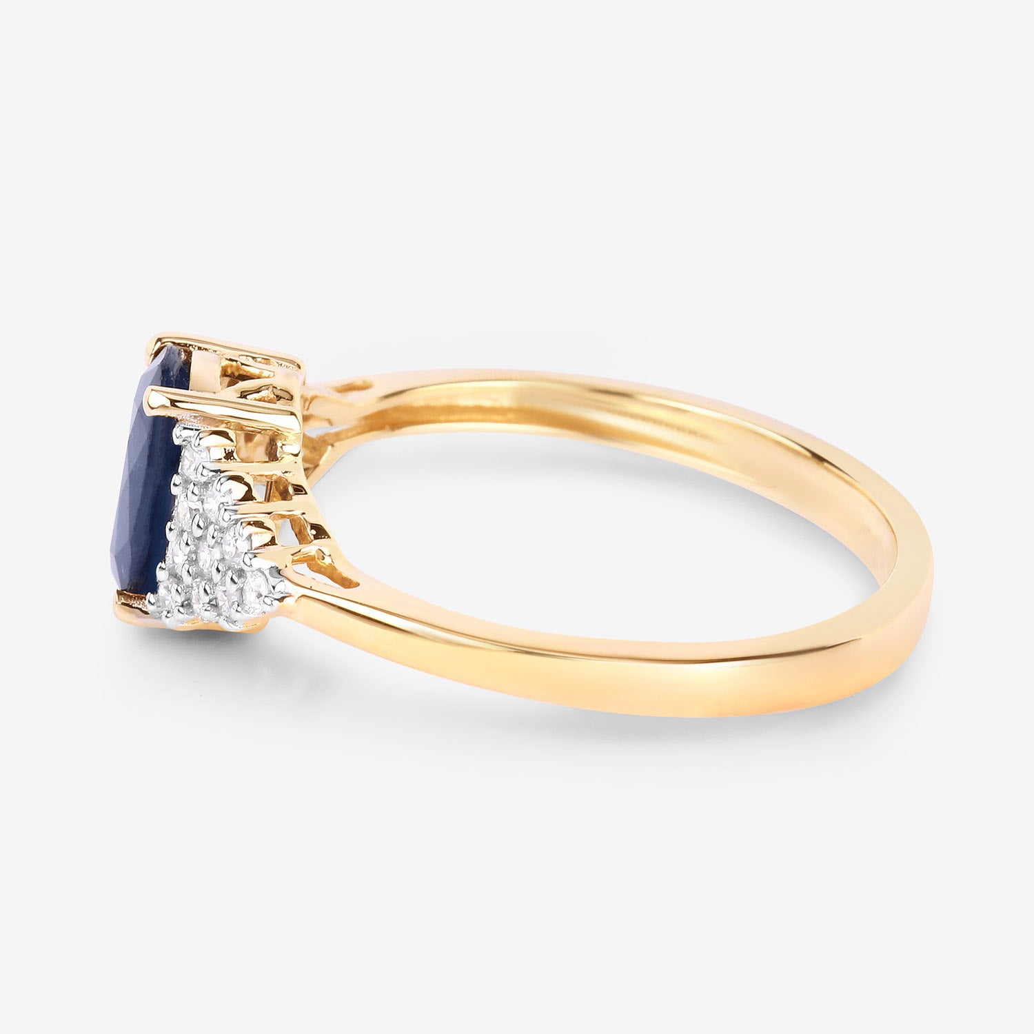 Blue Sapphire Ring With Diamonds 1.7 Carats 14K Yellow Gold