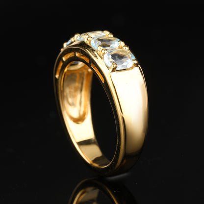 Sky Blue Topaz Ring 1.80 Carats Gold Plated Silver