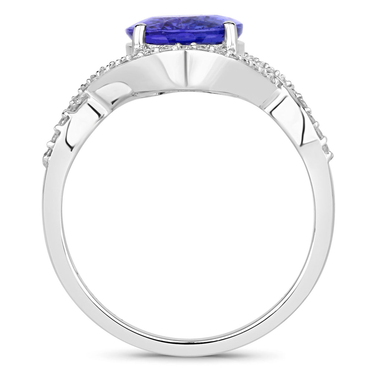 Tanzanite Ring With Diamonds 2.86 Carats 14K White Gold