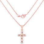 Morganite Cross Pendant 2.56 Carats Gold Plated Silver