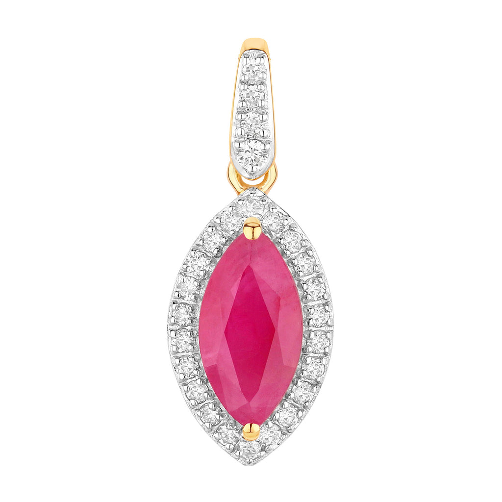 Ruby Pendant With Diamonds 1.58 Carats 14K Yellow Gold