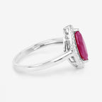 Ruby Ring With Diamonds 1.5 Carats 10K White Gold