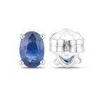 Blue Sapphire Stud Earrings 0.94 Carats 14K White Gold