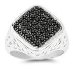 Black Diamond Ring 0.52 Carats Sterling Silver