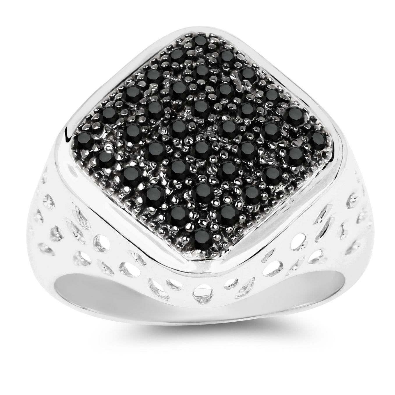 Black Diamond Ring 0.52 Carats Sterling Silver