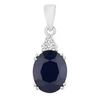 Blue Sapphire Pendant With Diamonds 4.38 Carats 14K White Gold