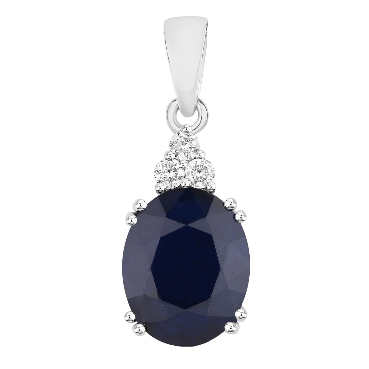 Blue Sapphire Pendant With Diamonds 4.38 Carats 14K White Gold