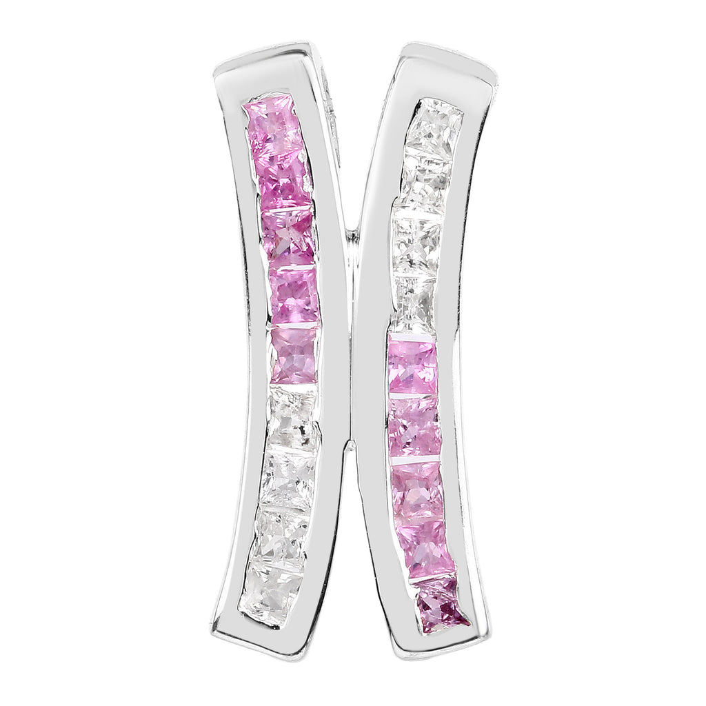 Pink Sapphire Pendant With White Sapphire 1.04 Carats Sterling Silver
