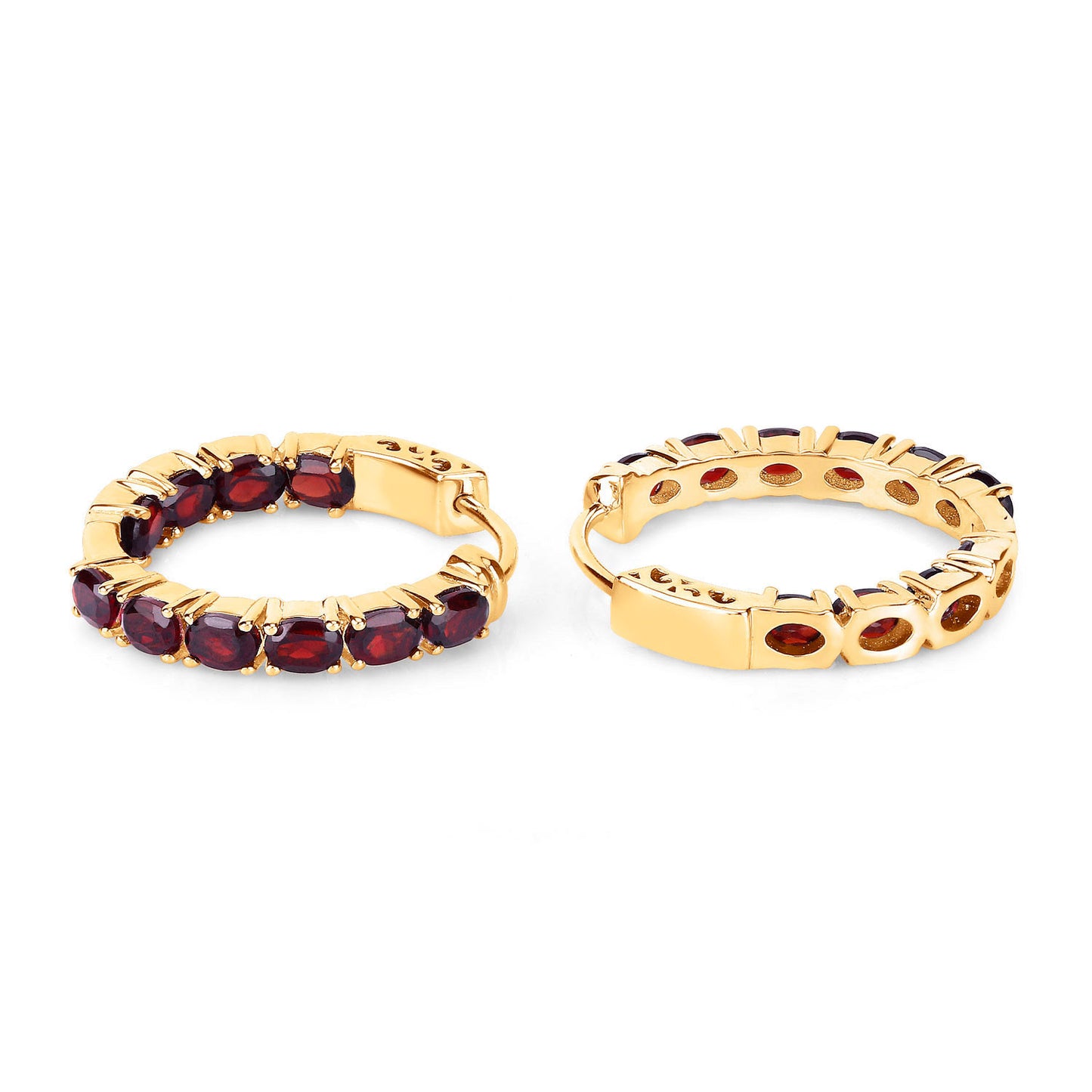 Garnet Earrings 3.98 Carats Gold Plated Silver