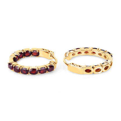Garnet Earrings 3.98 Carats Gold Plated Silver