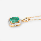 Zambian Emerald Pendant With Diamonds 0.8 Carats 10K Yellow Gold