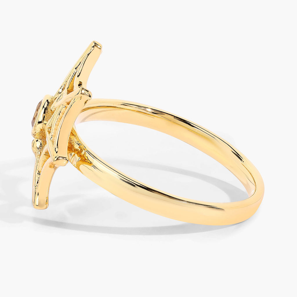 Citrine Spider Web Ring 0.08 Carats Gold Plated Silver