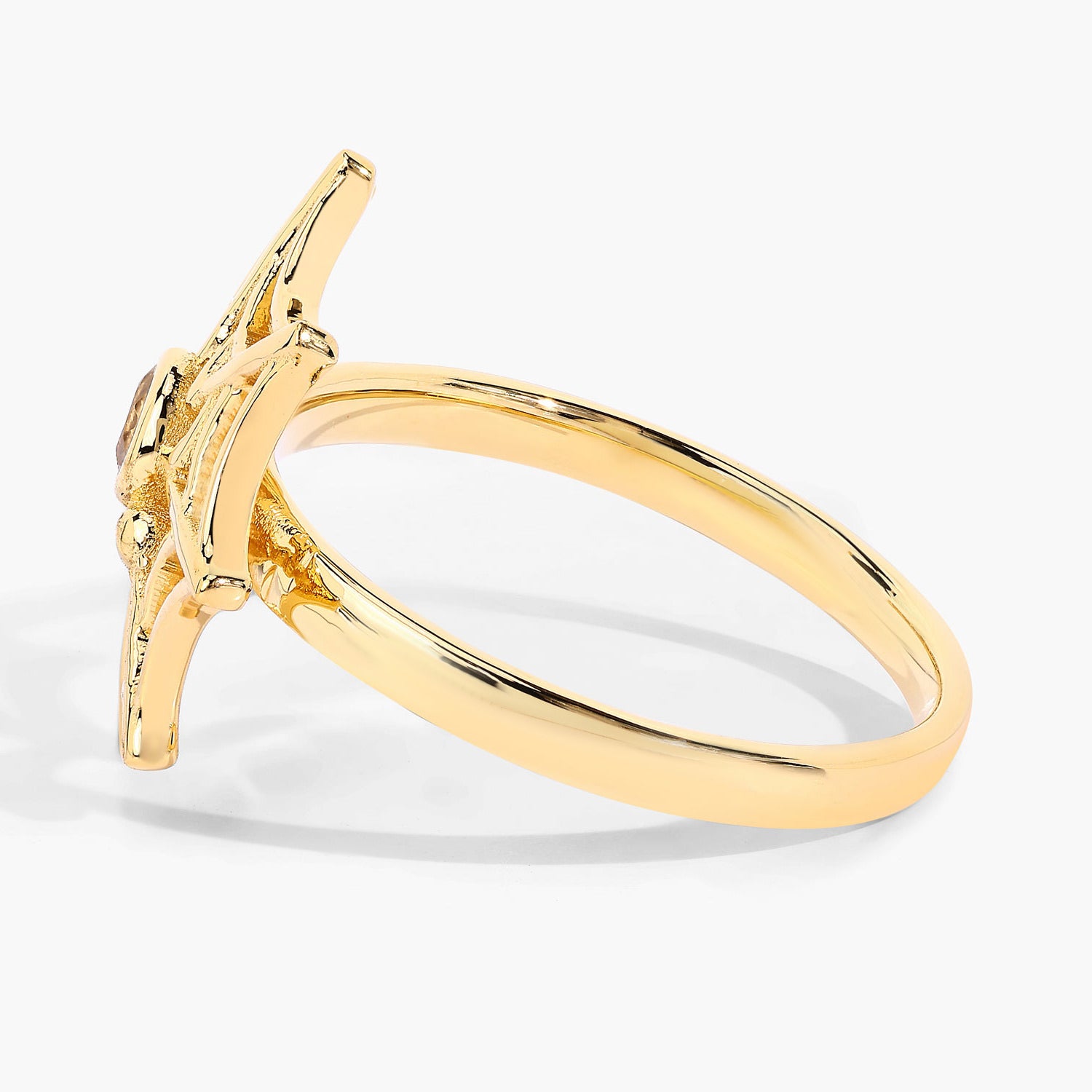 Citrine Spider Web Ring 0.08 Carats Gold Plated Silver