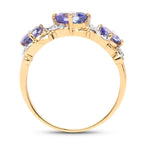 Tanzanite Ring With White Topaz 1.16 Carats Gold Plated Silver