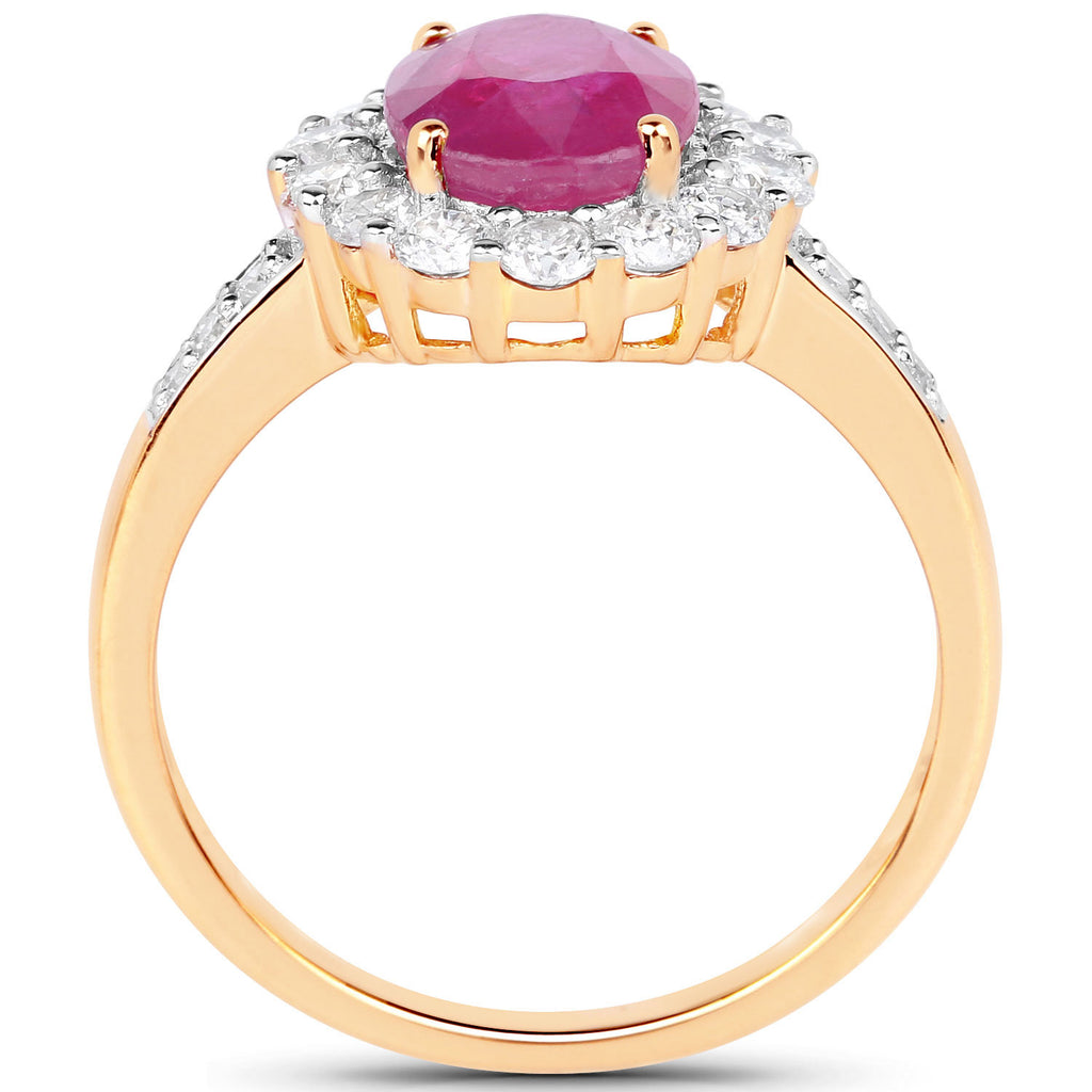 Ruby Ring With Diamonds 2.78 Carats 18K Yellow Gold