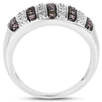 Multicolor Diamond Ring 0.8 Carats Sterling Silver