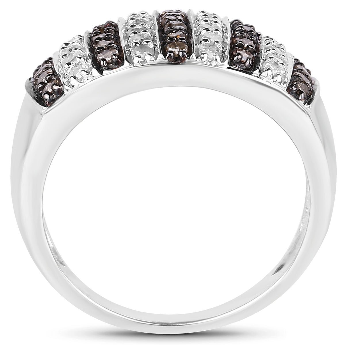 Multicolor Diamond Ring 0.8 Carats Sterling Silver